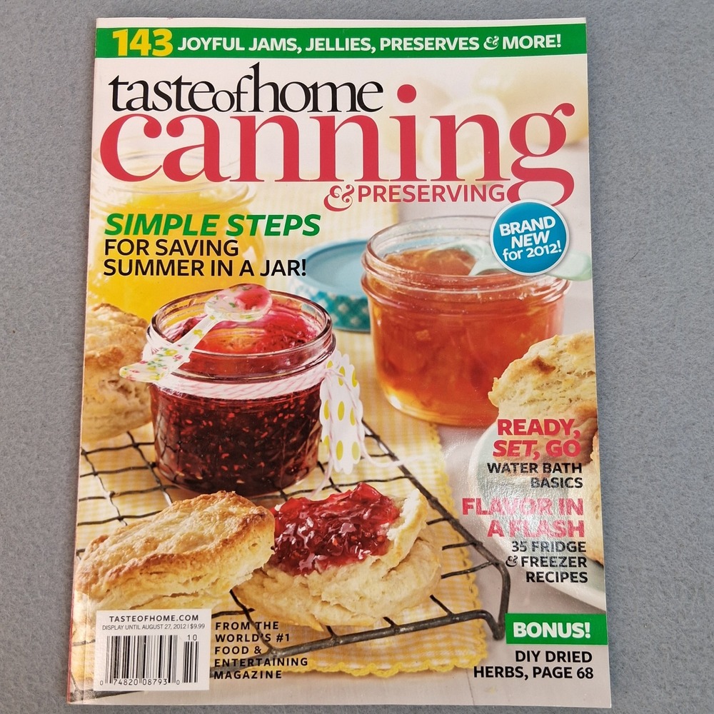 Taste of Home Canning & Preserving 2012 Magazine Softcover Jams Jellies